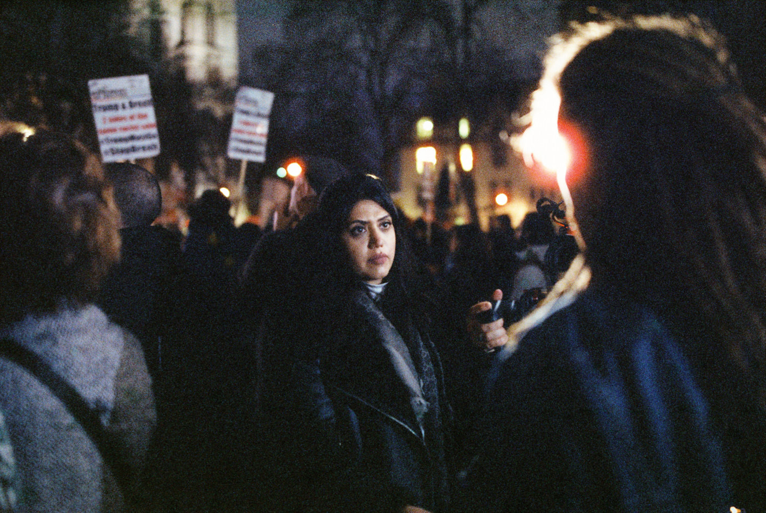 muslim woman at London march against Trump visit