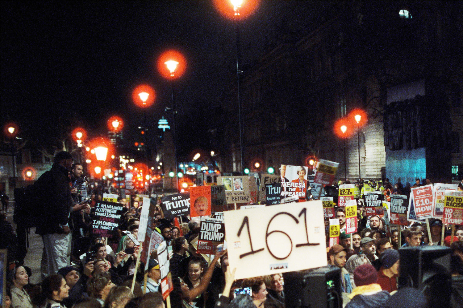 crowds of protestors at the London march against Trumps state visit 