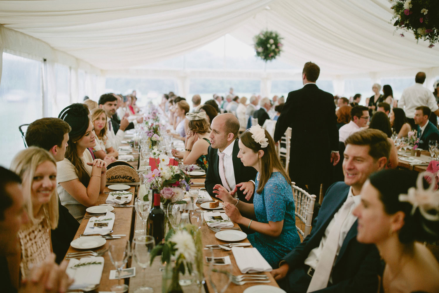 wedding breakfast in marquee at Yarlington House
