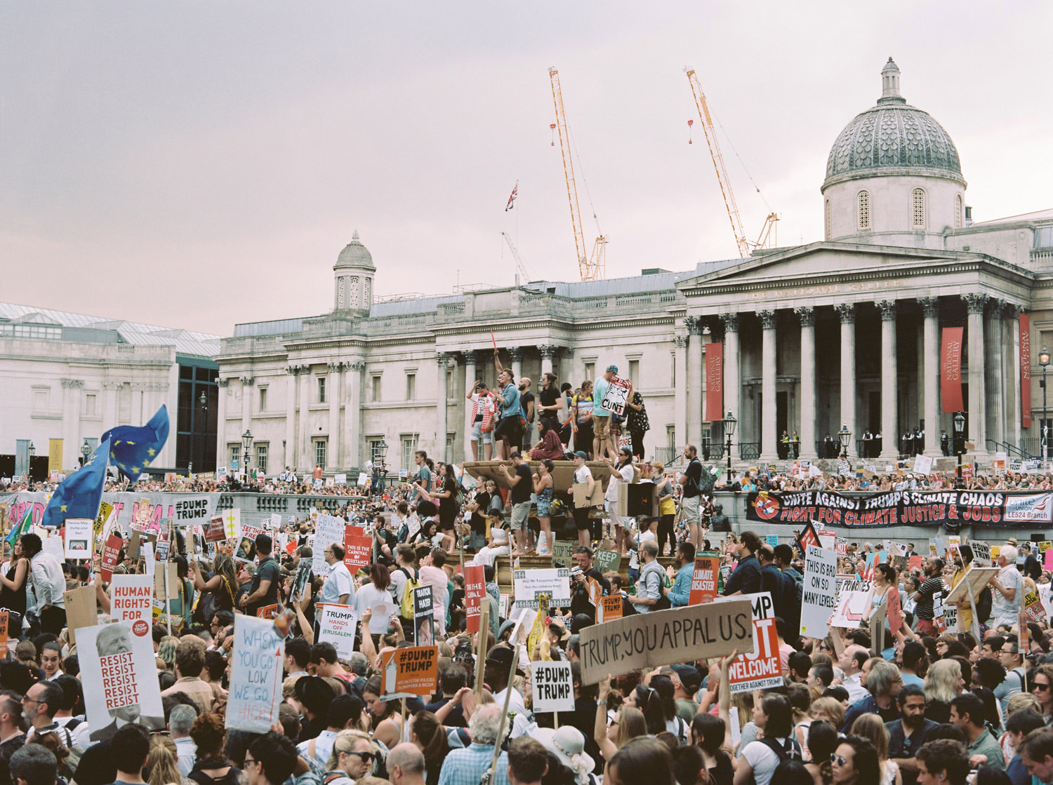 crowds at London Trump protest trafalgar square